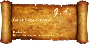 Genzinger Antal névjegykártya